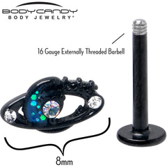 16G 5/16 Aurora Gem Black Saturn Space Moon Labret Monroe Tragus
