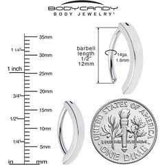 14G 1/2 316L Surgical Steel Smooth Style Hinged Hoop Belly Ring