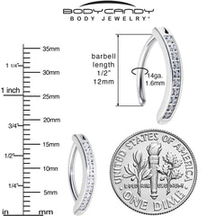 14G 1/2 Implant Grade Titanium CZ Paved Hinged Hoop Belly Ring