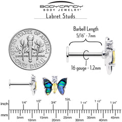 16G 5/16 Yellow Clear Gem Dark Butterfly Labret Monroe Tragus