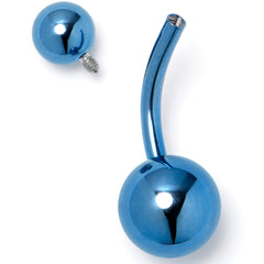 Blue ASTM F-136 Implant Grade Titanium Internally Threaded Belly Ring