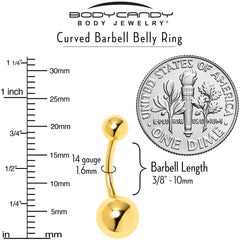 Gold Tone ASTM F-136 Implant Grade Titanium Internally Threaded Belly Ring