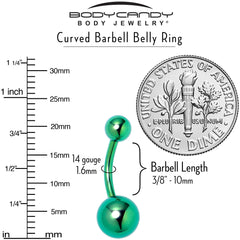 Green ASTM F-136 Implant Grade Titanium Internally Threaded Belly Ring