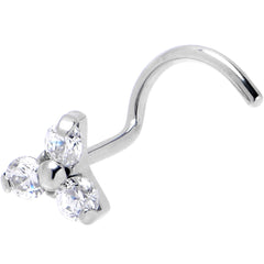20G 1/4 ASTM Clear CZ Gem F-136 Titanium Threadless Left Nose Screw
