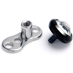 16G 4mm Gem Bezel Black Top 3 Hole Dermal Implant Grade Titanium Anchor Base