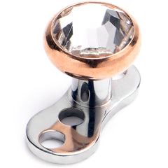 16G 4mm Gem Bezel Rose Gold Top 3 Hole Dermal Implant Grade Titanium Anchor Base