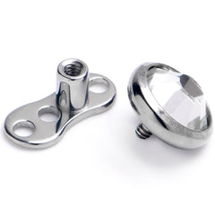 16G 5mm Gem Bezel Top 3 Hole Dermal Implant Grade Titanium Anchor Base