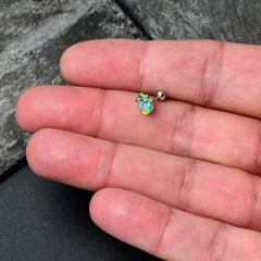 16G 1/4 Aurora Gem Beach Heart Palm Tree Cartilage Tragus Earring