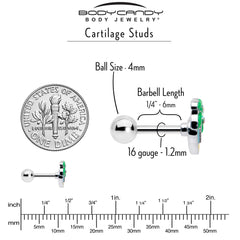 16G 1/4 Aurora Gem Beach Heart Palm Tree Cartilage Tragus Earring