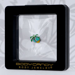 16G 1/4 Aurora Gem Beach Heart Palm Tree Cartilage Tragus Earring