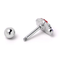 16G 1/4 Red Blue Clear Gem Patriotic Hat Cartilage Tragus Earring