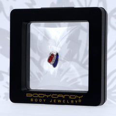 16G 1/4 Red Blue Clear Gem Patriotic Hat Cartilage Tragus Earring