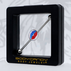 14G Inlay Patriotic Kissy Lips Industrial Barbell 38mm