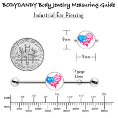 14G Heart Flag Patriotic Industrial Barbell 38mm