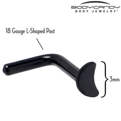 18G 1/4 Black ASTM F-136 Implant Grade Titanium Moon End L Shape Nose Ring