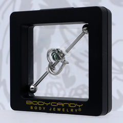 14G Clear Gem Palm Tree Love Heart Industrial Barbell 38mm