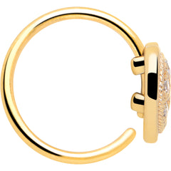 20G 5/16 Clear Gem Gold Tone Ultra Luxe Heart Nose Hoop
