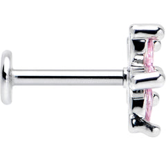 16G 5/16 Pink CZ Gem Flower Fantastic Internally Threaded Labret