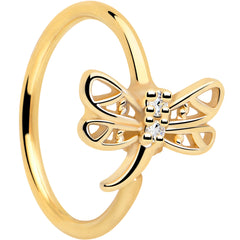 20G 5/16 Clear Gem Gold Tone Filigree Dragonfly Nose Hoop