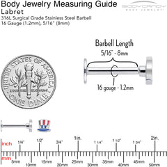 16G 5/16 Patriotic Uncle Sam Top Hat Labret Monroe Tragus