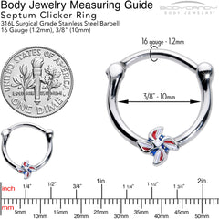 16G 3/8 Patriotic Pinwheel Cartilage Clicker