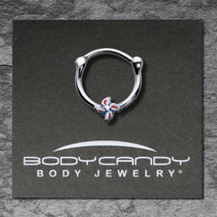 16G 3/8 Patriotic Pinwheel Cartilage Clicker