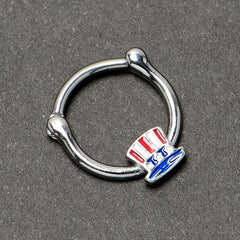 16G 3/8 Patriotic Uncle Sam Top Hat Cartilage Clicker