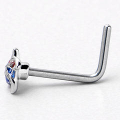 20G 7mm Patriotic Pinwheel L Shape Nose Ring