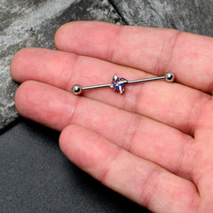 14G Patriotic Pinwheel Industrial Barbell 38mm