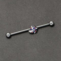 14G Patriotic Pinwheel Industrial Barbell 38mm