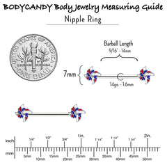 14G 9/16 Patriotic Pinwheel Barbell Nipple Ring Set