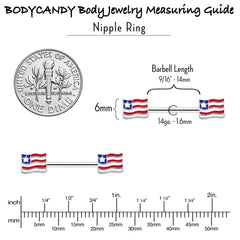 14G 9/16 Patriotic Flag Barbell Nipple Ring Set