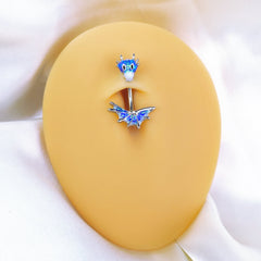 Sea Monster Glitter Blue Double Mount Belly Ring