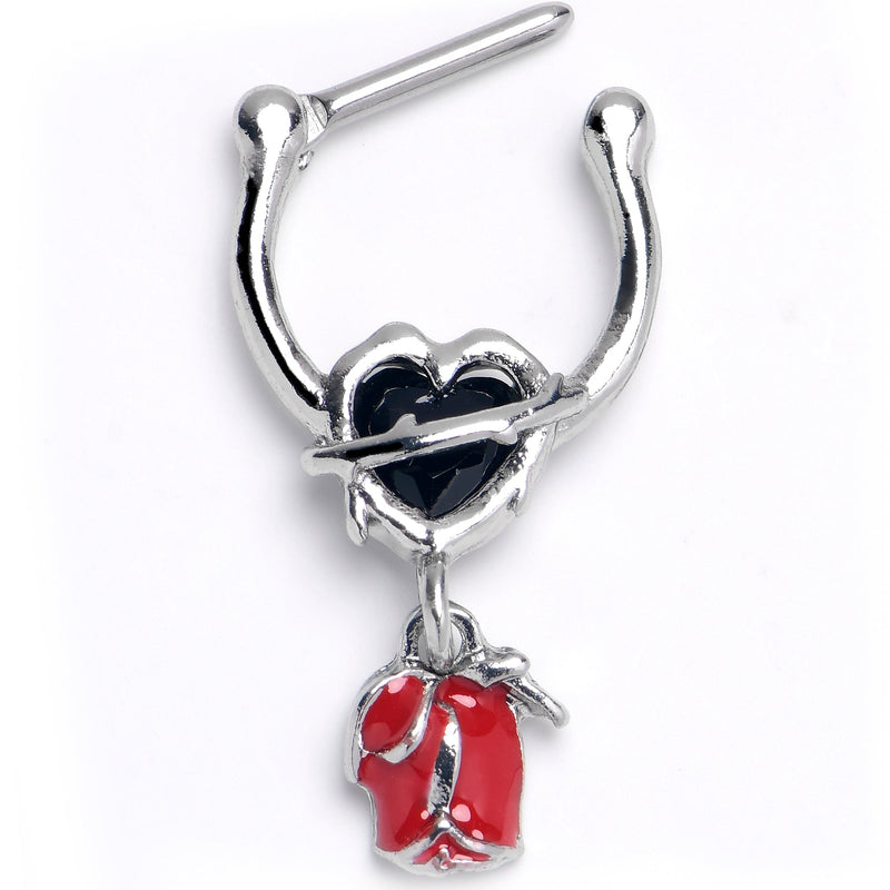 16G 5/16 Barbed Heart Cartilage Clicker
