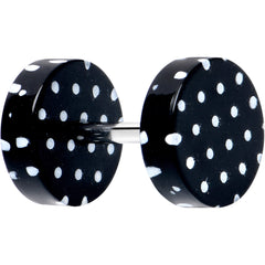16G Black Acrylic Polka Dots White Cheater Plug Set