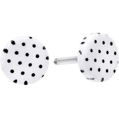 16G White Acrylic Polka Dots Black Cheater Plug Set