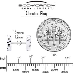 16G White Acrylic Polka Dots Black Cheater Plug Set