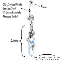 Clear Gem Mermaid Rider Dangle Belly Ring