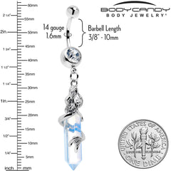 Clear Gem Mermaid Rider Dangle Belly Ring