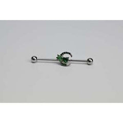 14G Green Gem Dragonfly Moon Opulence Industrial Barbell 38mm
