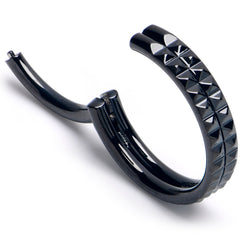 16G 3/8 BlackPVD Pyramid Cut Double Hoop 316L Surgical Steel Hinged Segment Ring