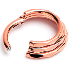 16G 5/16 Rose Gold PVD Faceted Triple Stack Hoop Titanium Hinged Segment Ring