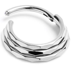 16G 3/8 Faceted Triple Stack Hoop Titanium Hinged Segment Ring