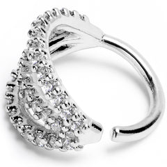 18G 5/16 Clear CZ Gem Faux Triple Hoop Closure Ring