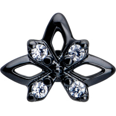 16G Clear CZ Gem Black Gothic Star Flat Back Earring