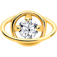 Clear CZ Gem Gold Tone Stylish Saturn Barbell Tongue Ring