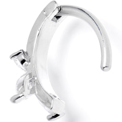 14G 3/8 Clear CZ Gem G23 Titanium Butterfly Hinged Hoop Belly Ring