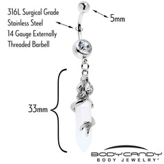 Clear Gem Mermaid Rider Dangle Belly Ring