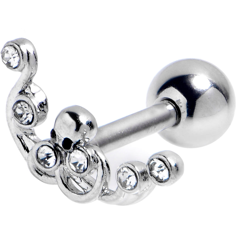 16G 1/4 Clear Gem Scrolling Elegance Cartilage Tragus Earring