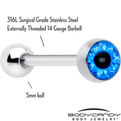 Open Blue Eye Barbell Tongue Ring